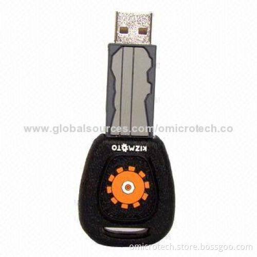 PVC Key Shaped USB Flash Drives, Waterproof and Shock-proof